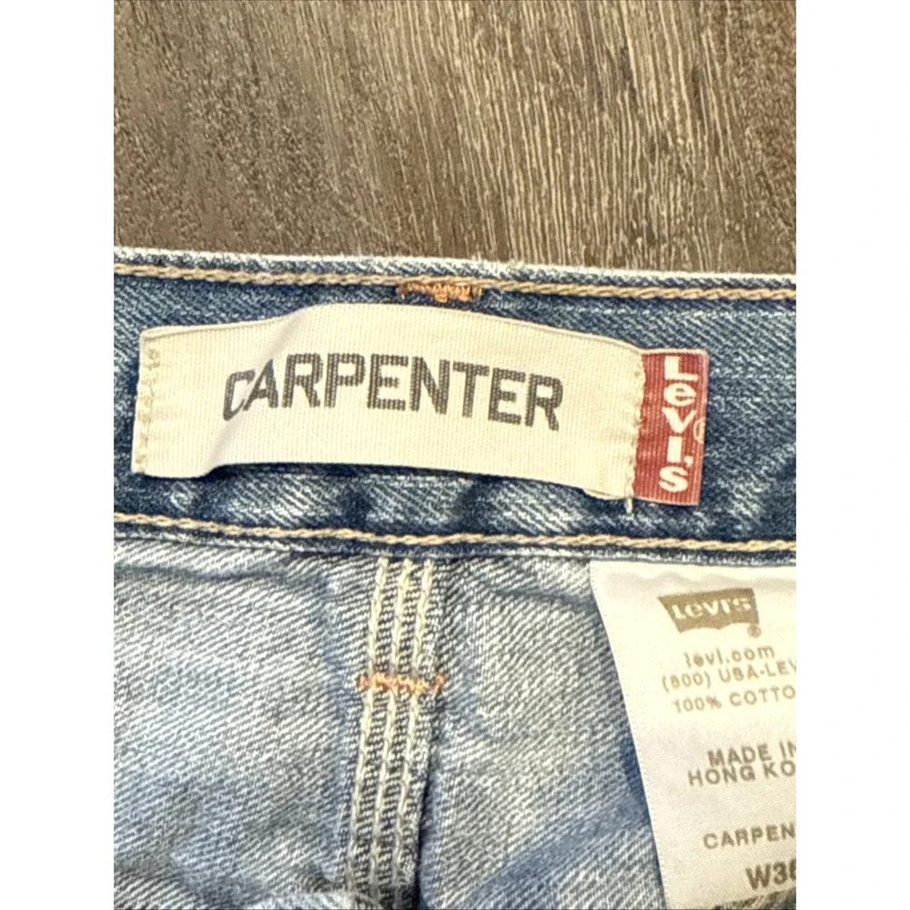 VTG Y2K Levis Carpenter Denim Shorts Mens 36 Light Wash Blue Utility Workwear